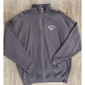 Tommy Bahama Sweater Shirt Mens Medium Gray 1/4 Zip Pullover Marlin Logo